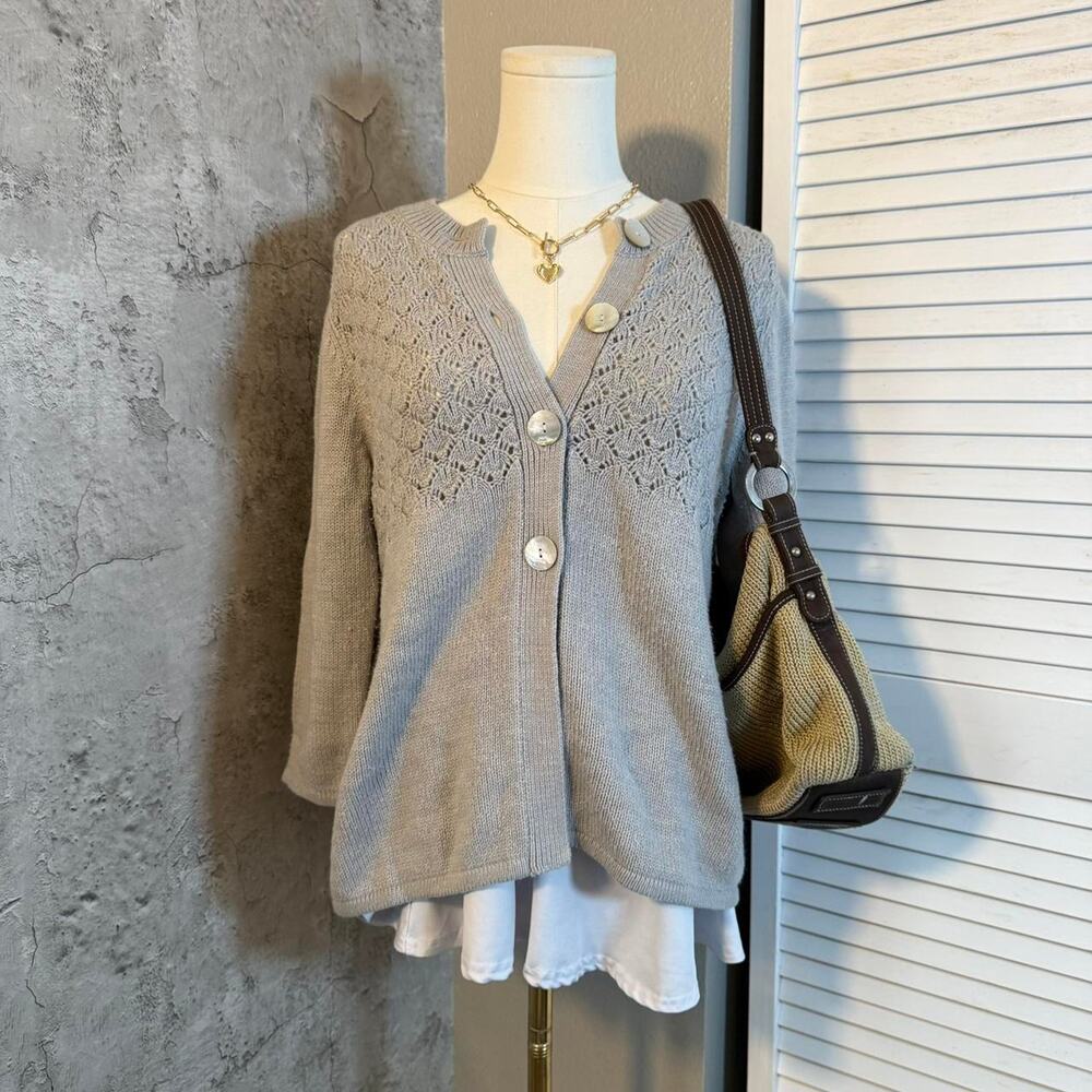 Kim Roger’s Grey Knit Button Up Cardigan